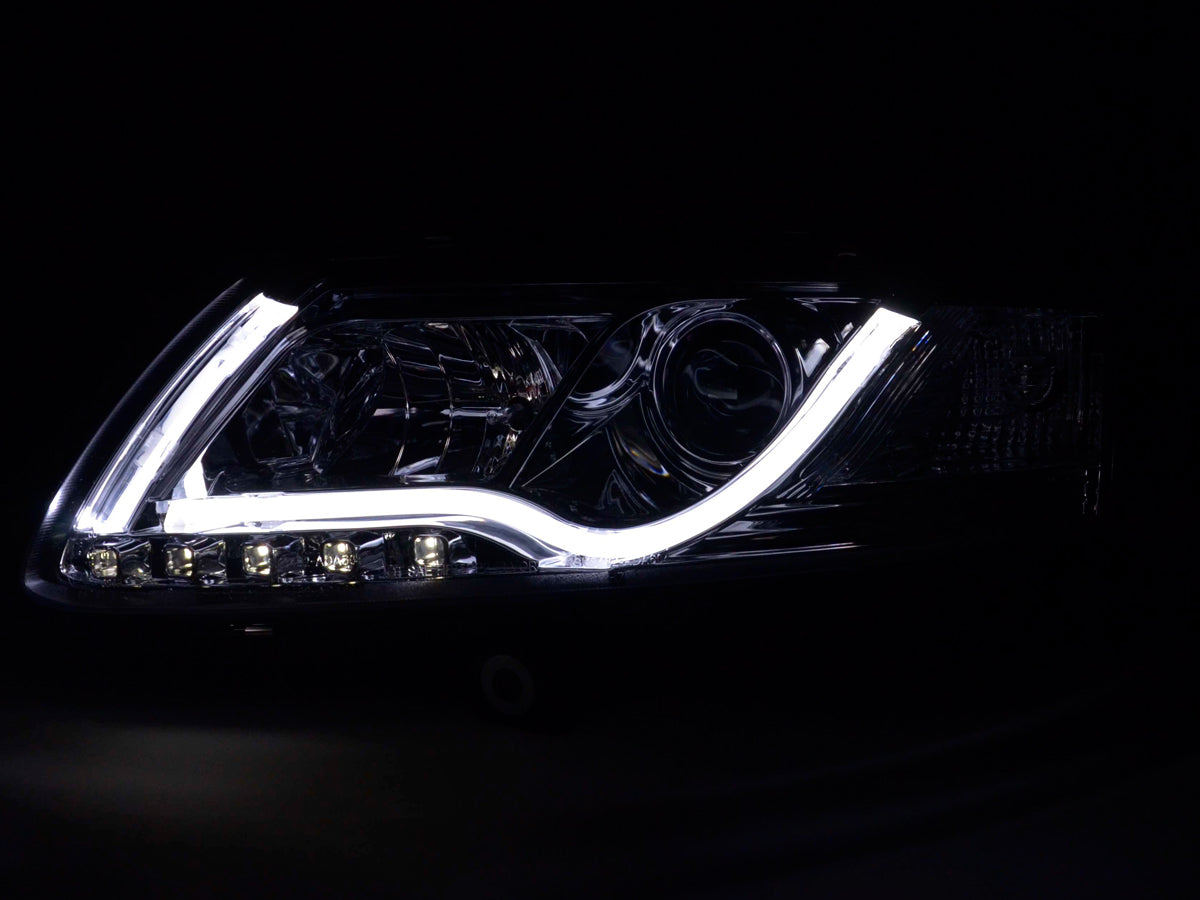 Scheinwerfer Set Daylight LED TFL-Optik Audi A6 Typ 4F 04-08 chrom Scheinwerfer Set Daylight LED TFL-Optik Audi A6 Typ 4F 04-08 chrom